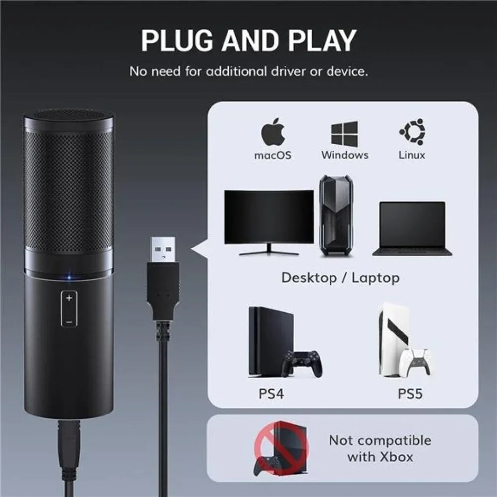 USB Gaming Microphone, PC Streaming Mic Kit for PS4/5/Discord/Twitch Gamer